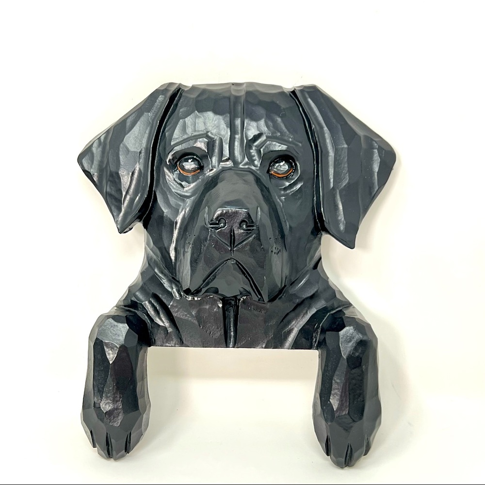 Michael Park Signed Door Hanger Black  Lab Labrador retriever Hand Carved